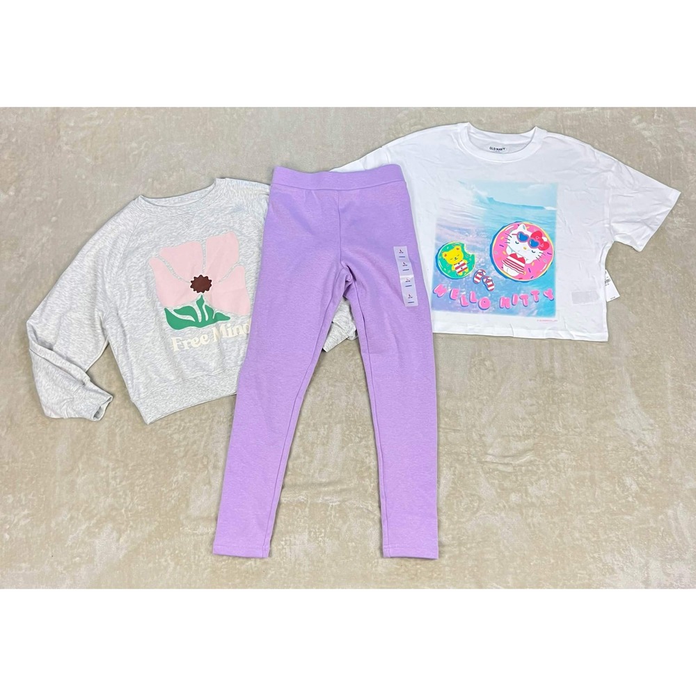Old Navy Girls 3pc Lot Hello Kitty Tee Free Mind Sweatshirt Leggings L 10-12